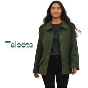 Talbots Green Wool Alpaca Blend Blazer Jacket Size L